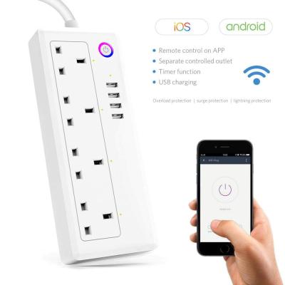 China UK Residential / Multipurpose WiFi Power Smart Strip With USB Ports Compatible With Alexa And Google Assistant for sale