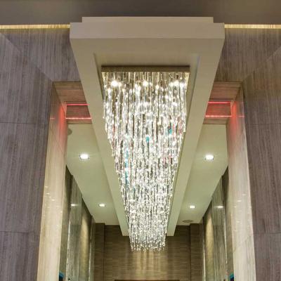 China Large Custom Luxury Rectangular Modern Home Lobby Banquet Low Ceiling Hotel Crystal Chandelier Lighting for sale