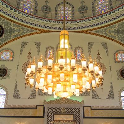 China Manufacturer Custom Hotel Large Chandeliers Islamic Arabic Style Mosque Traditional Lighting Copper Islamic Lighting for sale