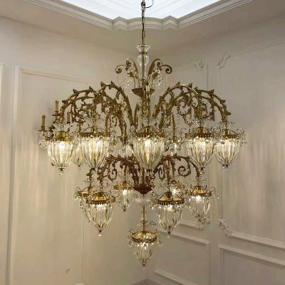 China Mid Century Contemporary High End Designer Brass Pendant Lights Led Chandelier K9 Crystal And Glass Brass Ceiling Chandelier for sale