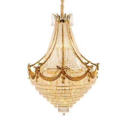 China Custom Large Lobby Ceilings Mid Century Luxury Hotel Crystal Chandelier For High Ceilings for sale