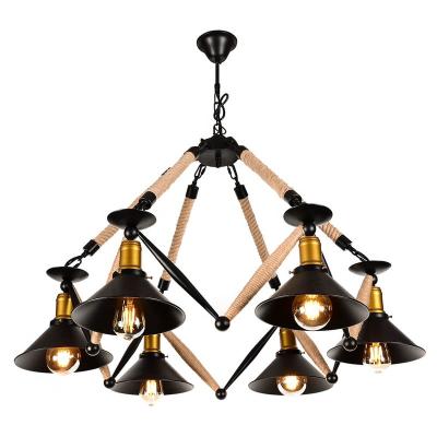 China Industrial Vintage Kitchen Restaurant Lamp Black Iron Hanging Decorative Pendant Light for sale