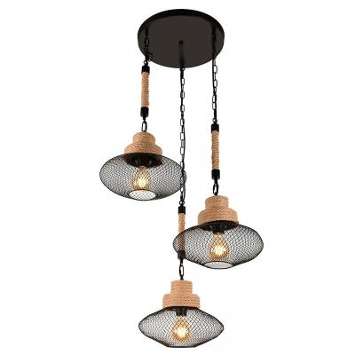 China Kitchen Decorative Retro Hanging Island Contemporary Black Iron Rope Lighting Modern Pendant Lights for sale