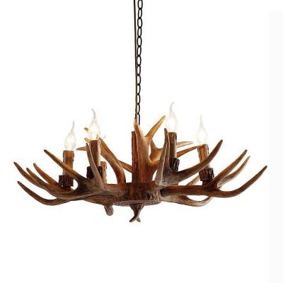 China Gold Modern Luxury Indoor Hotel Resin Led Chandelier Antler Deer Pendant Light for sale