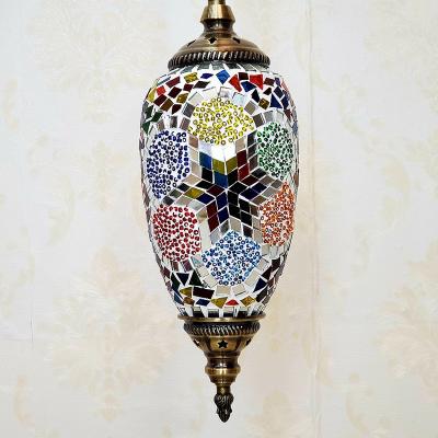 China Traditional Moroccan Handmade Turkish Lamps With Shade Tiffany Mosaic Stained Glass Pendant Lamp for sale