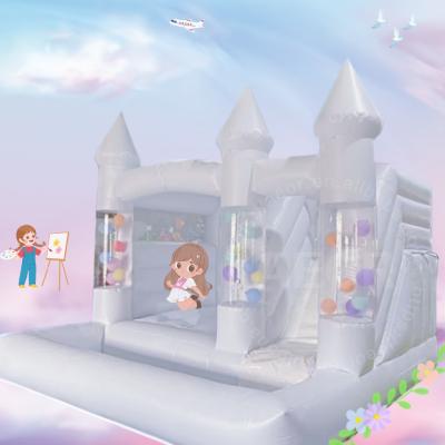 China Wedding White Bounce House Commercial Pvc Inflatable bouncy castle With Slide for sale