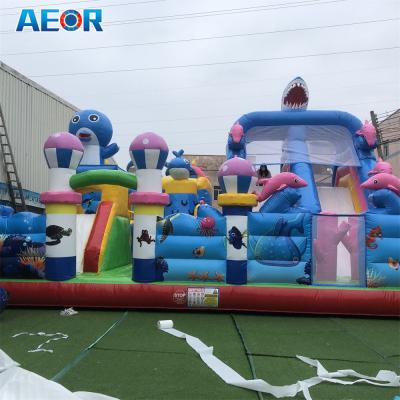 China Commercial bouncer playground jumping house giant amusement park cartoon inflatable fun city for sale