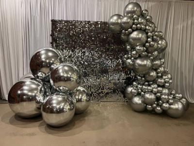 China Larger PVC Shiny Inflatable Mirror Ball For Christmas And Halloween Decoration for sale