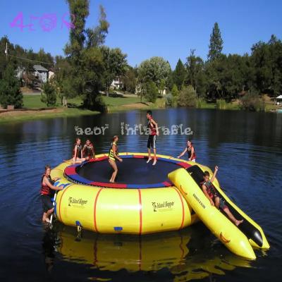 China Aeor Factory Fun Floating Summer Water Fun High Quality  Inflatable Water Trampoline With Slide for sale