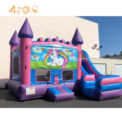 Cina Unicorn Castello gonfiabile Bouncer con scivolo Per festa di compleanno Moonwalk gonfiabile in vendita