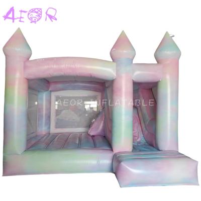 China Party Tie Dye Color Inflatable Bounce House Slide Tie Dye Bouncy Castle for sale