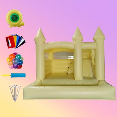 China Inflatable White Wedding Bounce House with Blower PVC Bouncy Castle Jumping Bed for Parties for sale