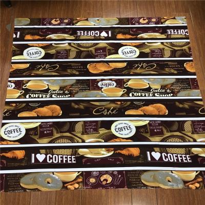 China Latest anti-static fashion printing mini carpet fabric printed with coffee design for tablecloth upholstery fabric for sale