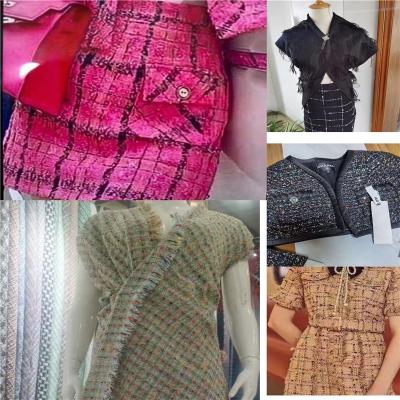 China Wrinkle Goods England Channel Style Nylon Polyester Tweed Heavy Duty Colorful Ready Fabric Woven Fancy Woven Blended Fabric For Women Coat for sale