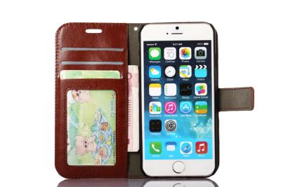 China Colorful Iphone 6s Leather Wallet Case 4.7 Inch Handmade Magnet Side - Open for sale