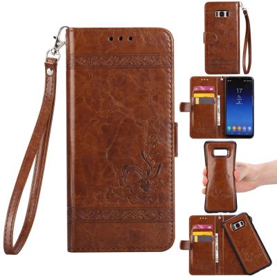 China Oil Wax Leather 2 In 1 Wallet Case For Samsung S8 Plus Scratch Resistant for sale