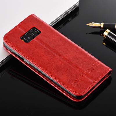 China Samsung S8 Magnetic Leather Case Crazy Horse Side Flip Wallet Case 75g for sale