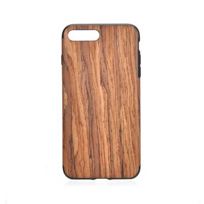 China IPhone 7 Plus Leather Back Cover Wooden Pattern Super Thin Business Use for sale