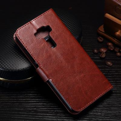 China Protective Cell Phone Leather Wallet Case For Zenfone 3 Magnetic Close for sale