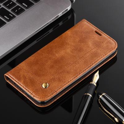 China Magnetic Oily Protective LG Leather Case For LG K8 Flip Cover Brown Color for sale