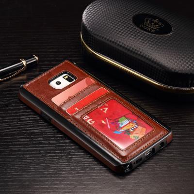 China Slim Card Holder Leather Back Cover For Samsung S8 Crazy Horse Classic for sale