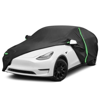 China Sports Car Covers With 300D Zipper Door Weather Ventilated Mesh Windproof Dustproof And Storage Filler Port Bag Fit For Tesla Model Y for sale