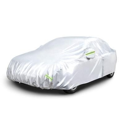 China Hot Sales Sports Basics Silver Waterproof Cover 190T Polyester Material Car Cover Sedans Up To 200