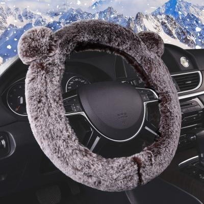 China Black Cute and Fluffy Teddy Bear Koala Bear Steering Wheel Cover Perfectly Fit Universal Fits Most Cars SUVs Trucks and Vans for sale