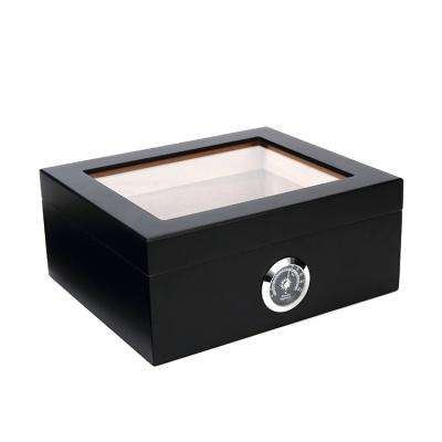 China Travel High quality glass window cigar cabinet wood humidor holds 50 cigars box with mechanical hygrometer for sale