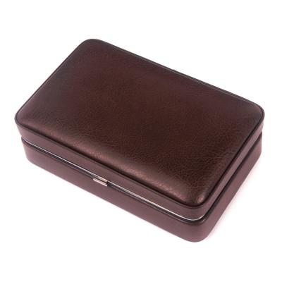 China Luxury Leather travel portable cigar case holder for 4 cigars customized humidor with humidifier cigar bags for sale