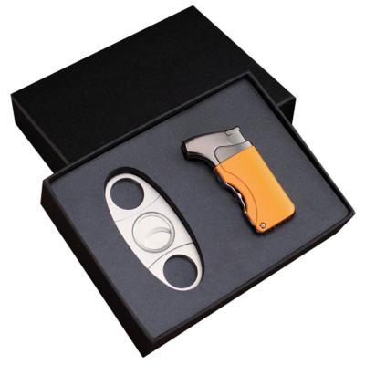 China Windproof 2022 Newest style hot selling cigar gift set with windproof single flame torch lighter and cutter smoking accessories wholesale for sale