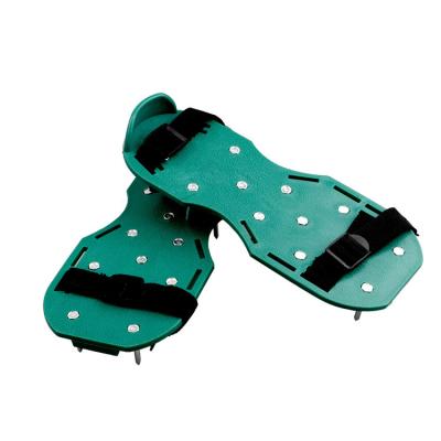 China Copper Alloy Garden Lawn Aerator Sandals Garden Tool Shoes Walking Shoes With 3 Straps Spike Shoes for sale