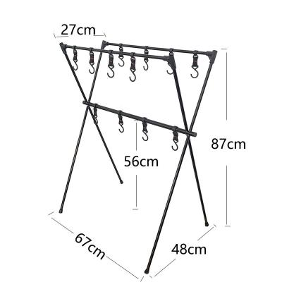 China Durable Outdoor Hanging Racks & Racks Folding BBQ Clothing Shelving Racks With Hooks Collapsible Portable Shelf for sale