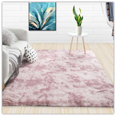 China Washable Luxury Fluffy Soft Polyester Floor Cover Anti Slip Tie Dyed Carpet Living Room Shaggy Carpet for sale