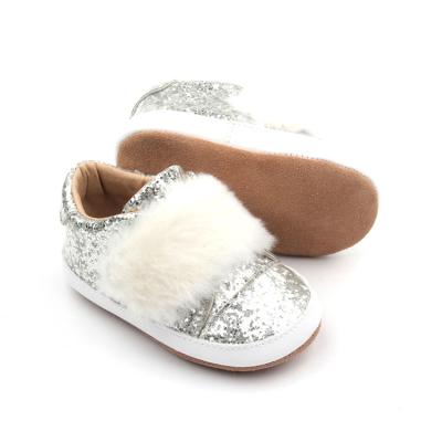 China Wholesale Baby Walker Fur Shoes Leather Unisex Pre Baby Flat Sneakers for sale