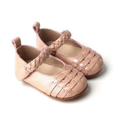 China Wholesale Newborn Woven Flat Baby Mary Jane Shoes Leather Girls Party Stylish Shoes for sale