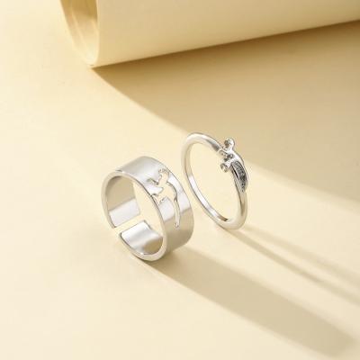 China Fashion Personality Ring Alloy Electroplating Couple Ring Dinosaur 2 CLASSIC Ring Popular Jewelry for sale