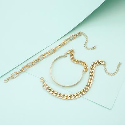 China Three-piece set retro fashion simple casual/sporty simple shiny hollow shiny bangle bracelet personality alloy jewelry set for sale