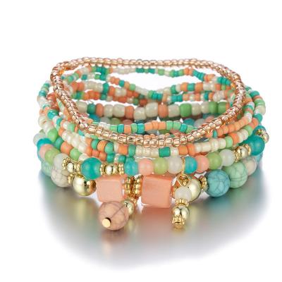 China Multilayer Creative Turquoise Beaded Casual Bracelets / Sporty Jewelry Bangle Bohemian Vintage Bracelet for sale