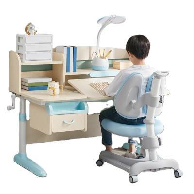 China Modern Adjustable Height furniture set Children table for study wooden kids study table with bookshelf for sale