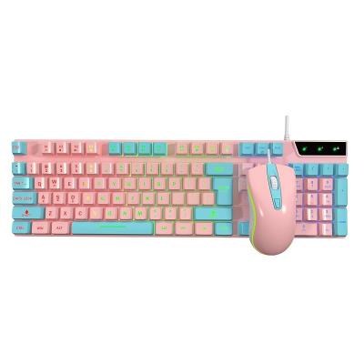 China Waterproof Unique Design Pink Blue Green White Feeling Mechanical Mouse And Keyboard Gamer for sale