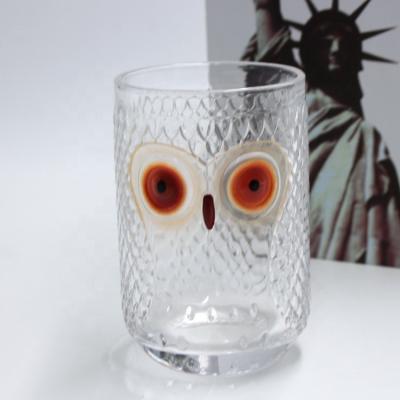 China Hot Selling Fengjun 2022 Luxury Unique Creative Cute Owl Shape Home Decoration Lovely Animal Shaped Clear Empty Glass Candle Jar 120z for sale