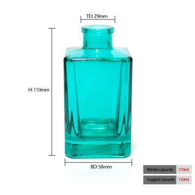 China FengJun Personal Care Clear / Square Large Custom Colored Blown Glass Tubular Diffuser Bottle With Caps for sale