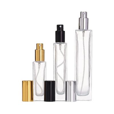 China FengJun Luxury Bulk Elegant Empty Body Spray Glass Decorative Perfume Bottles Set 30ml 50ml 100ml With Black Gold Silver Cap Wholesale for sale