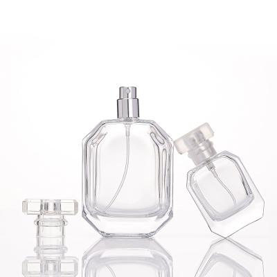 China FengJun Luxury Custom Atomizer Spray Empty Clear Transparent Perfume Bottle 30ml 50ml 100ml With Acrylic Lid Wholesale for sale