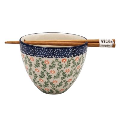 China High Quality Viable Wholesale Ceramic Noodle Bowl Bowl With Chopsticks for sale