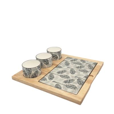 China Sustainable Ceramic Bamboo Cheese Board Set for sale