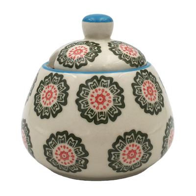 China Sustainable Universal Ceramic Salt Pepper Salt Sugar Jar With Lid for sale