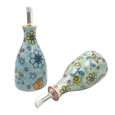 China Modern pastoral style ceramic olive oil bottle for kitchen for sale