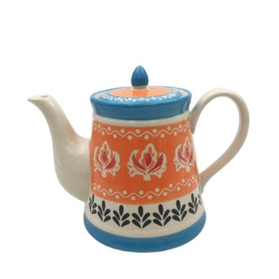 China Sustainable Modern Ceramic Turkish Teapot With Colorful Painting for sale